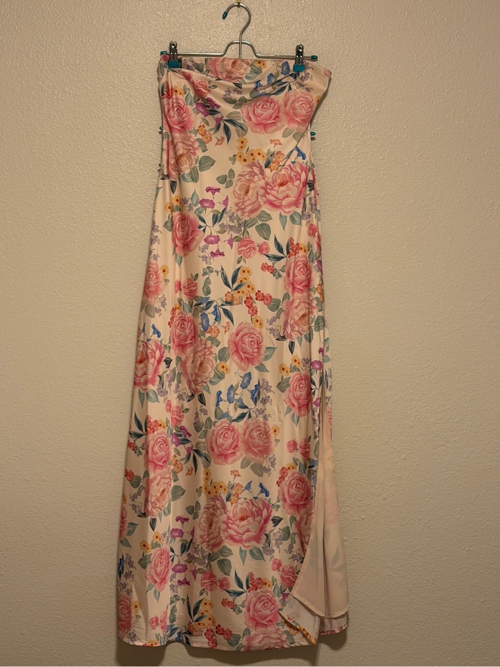 Mahina Hawai’i Floral Pink Satin Slip Dress